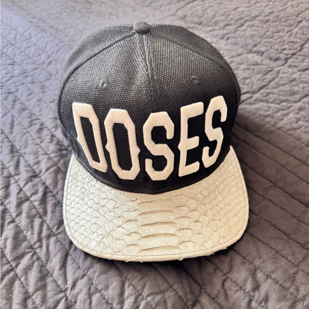 Black and White 'DAILY DOSES' snakeskin Cap​